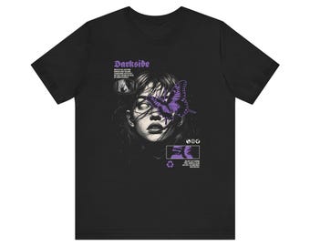 Darkside Portrait Butterfly Tee | Gothic Purple Graphic T-Shirt