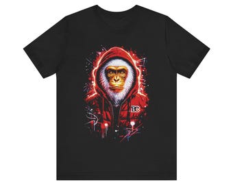 Hooded Chimpanzee Illustration T-Shirt | Streetwear Ape Graphic Tee