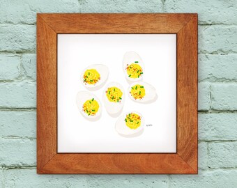 Southern Food - Deviled Eggs Print (Southern Foodie Kitchen Wall Decor (8x8 Giclée))
