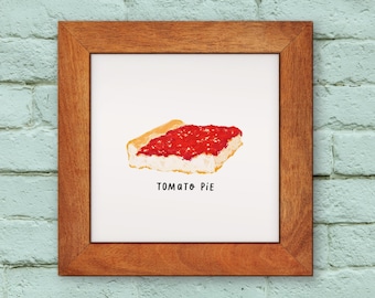 Tomato Pie Art Print: Philly Foodie Illustration, Archival Matte Paper