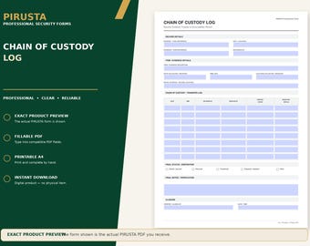 保管管理記録簿 – 記入可能なA4サイズPDFファイル（デジタルダウンロード）