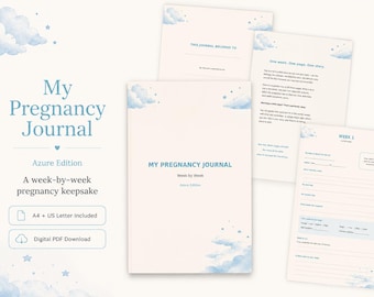 Pregnancy Journal Keepsake, Week by Week, Azure Edition (Digital PDF Download)