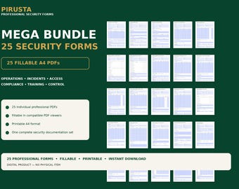 Professionelles Sicherheitsformular-Megapaket – 25 ausfüllbare A4-PDFs (Digitaler Download)