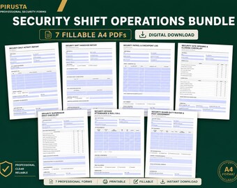 Security Shift Operations Bundle – 7 Fillable A4 PDFs (Digital Download)