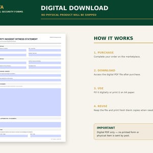 K&ouml;nnte beinhalten: Ein digitales Formular f&uuml;r Zeugenaussagen bei Sicherheitsvorf&auml;llen mit hellblauen ausf&uuml;llbaren Feldern. Das Dokument enth&auml;lt Abschnitte f&uuml;r Vorfalldetails, Zeugeninformationen und einen Bereich f&uuml;r die schriftliche Aussage.