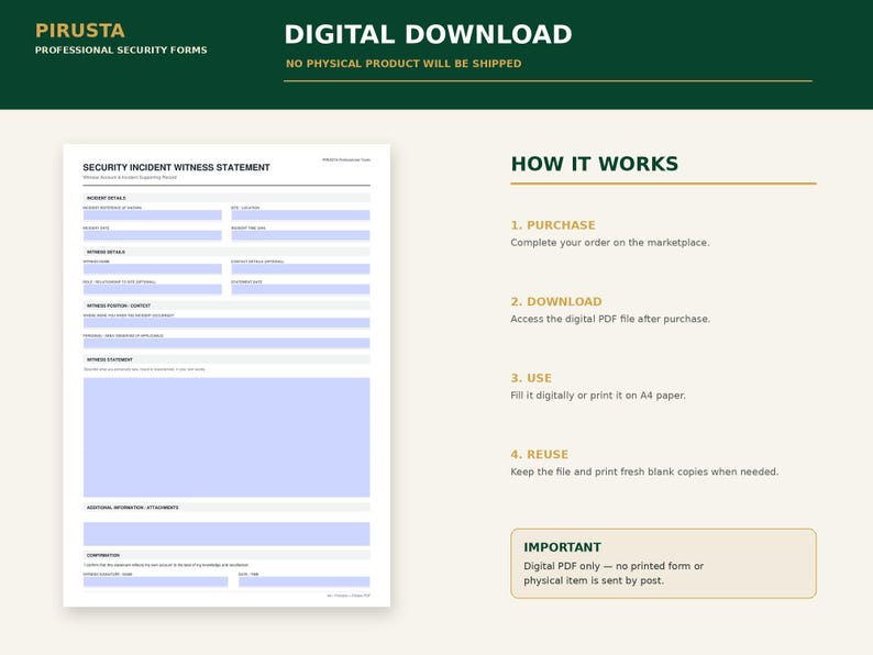 K&ouml;nnte beinhalten: Ein digitales Formular f&uuml;r Zeugenaussagen bei Sicherheitsvorf&auml;llen mit hellblauen ausf&uuml;llbaren Feldern. Das Dokument enth&auml;lt Abschnitte f&uuml;r Vorfalldetails, Zeugeninformationen und einen Bereich f&uuml;r die schriftliche Aussage.
