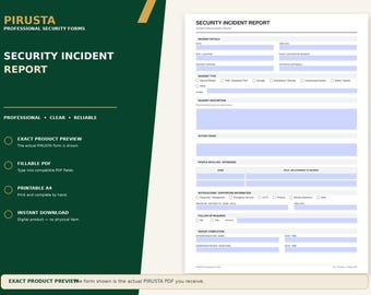 Security Incident Report Form – Fillable Printable A4 PDF