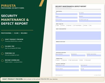 Security Maintenance & Defect Report – Fillable A4 PDF (Digital Download)