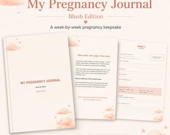 Pregnancy Journal Keepsake, Week by Week, Blush Edition (Digital PDF Download)