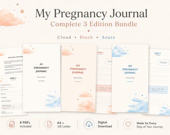 Pregnancy Journal Bundle, Week by Week, 3 Editions, A4 & US Letter, Digital PDF Download