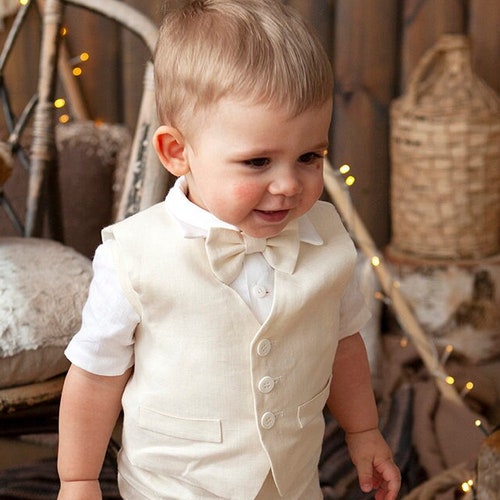 Baptism Outfit Baby Boy off White Suit Toddler Linen Shorts Etsy