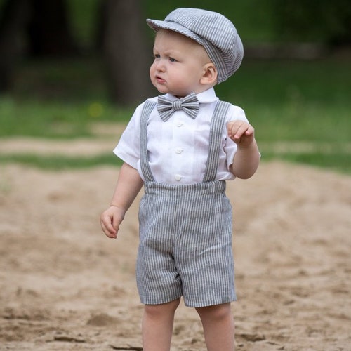 Ring Bearer Newsboy Outfit Baby Boy Linen Suit Wedding Boy - Etsy