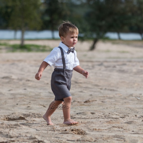 Mini Shatsu Little Boys Linen Grey Shorts Mini Shatsu Little Boys Linen Grey Shorts