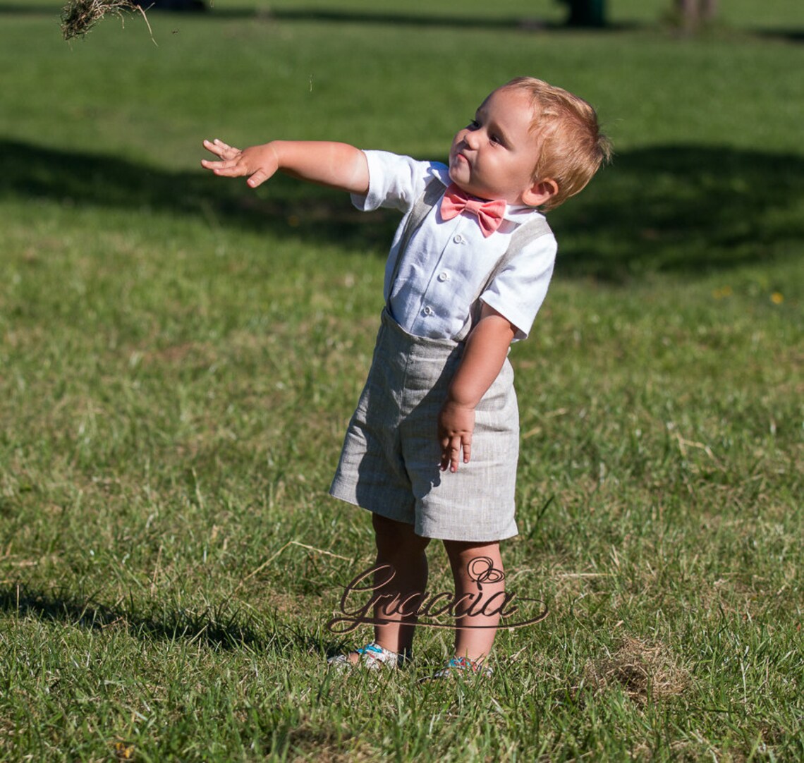 Ring bearer outfit Baby boy shorts with suspenders 1st Etsy