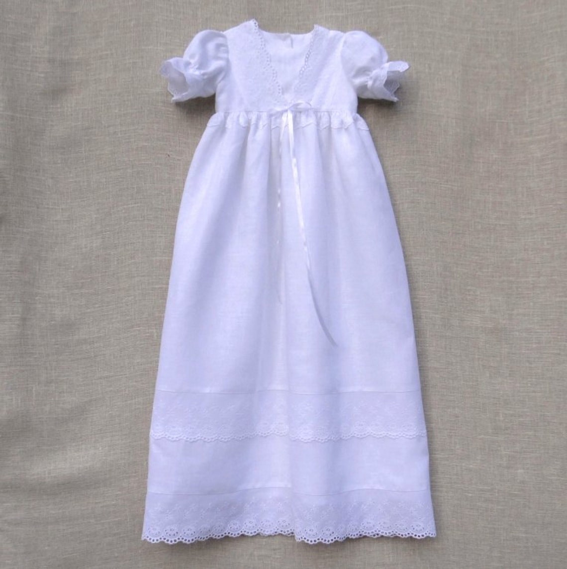Baptism Linen Dress Christening White Dress Baby Girl Blessing Etsy