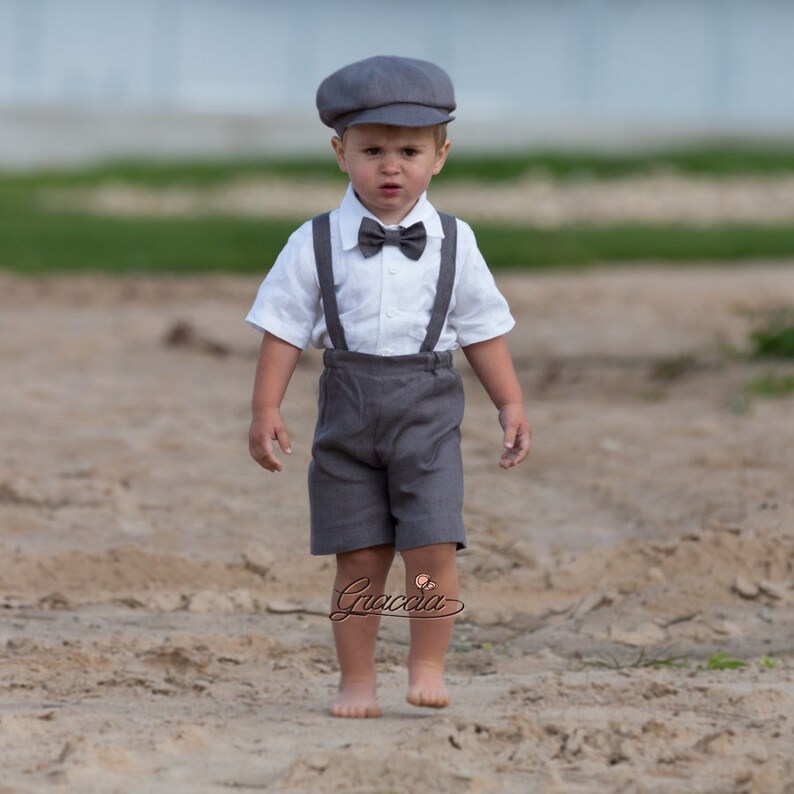 Toddler Gray Newsboy Outfit Page Boy Gray Suit Baby Boy Linen Etsy
