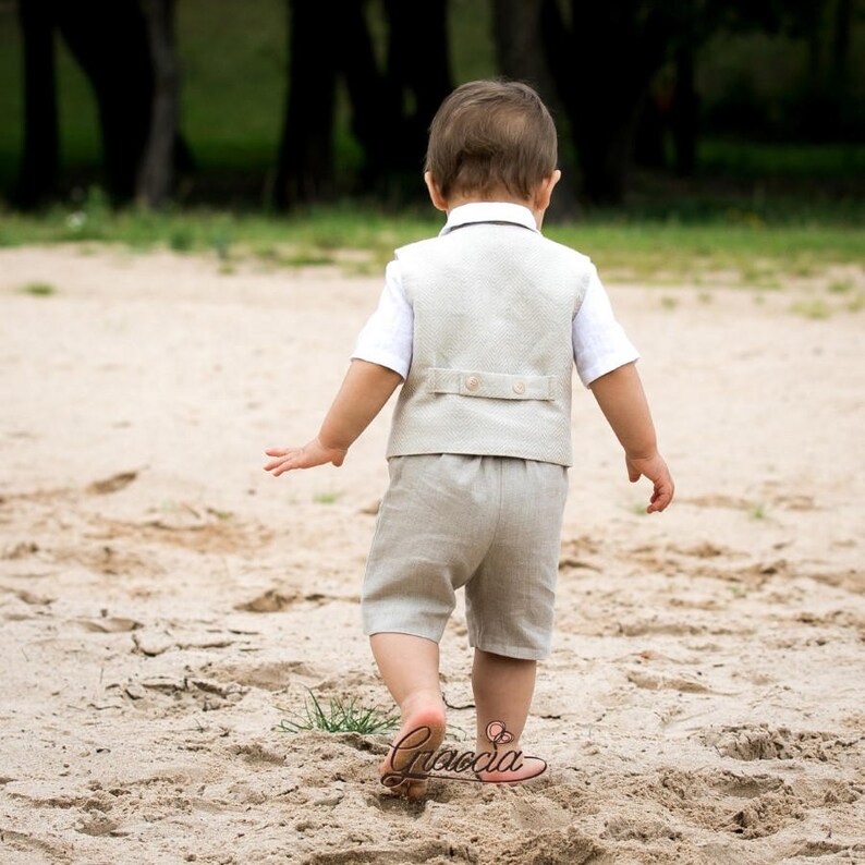 Baby boy rustic outfit Toddler boy natural linen suit Country Etsy