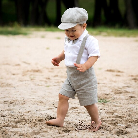 Oyolan Ensemble Costume Été Garçon Bébé - Chemise Manches Courtes + Short + Gilet - Baptême Mariage Anniversaire 9 Mois à 6 Ans