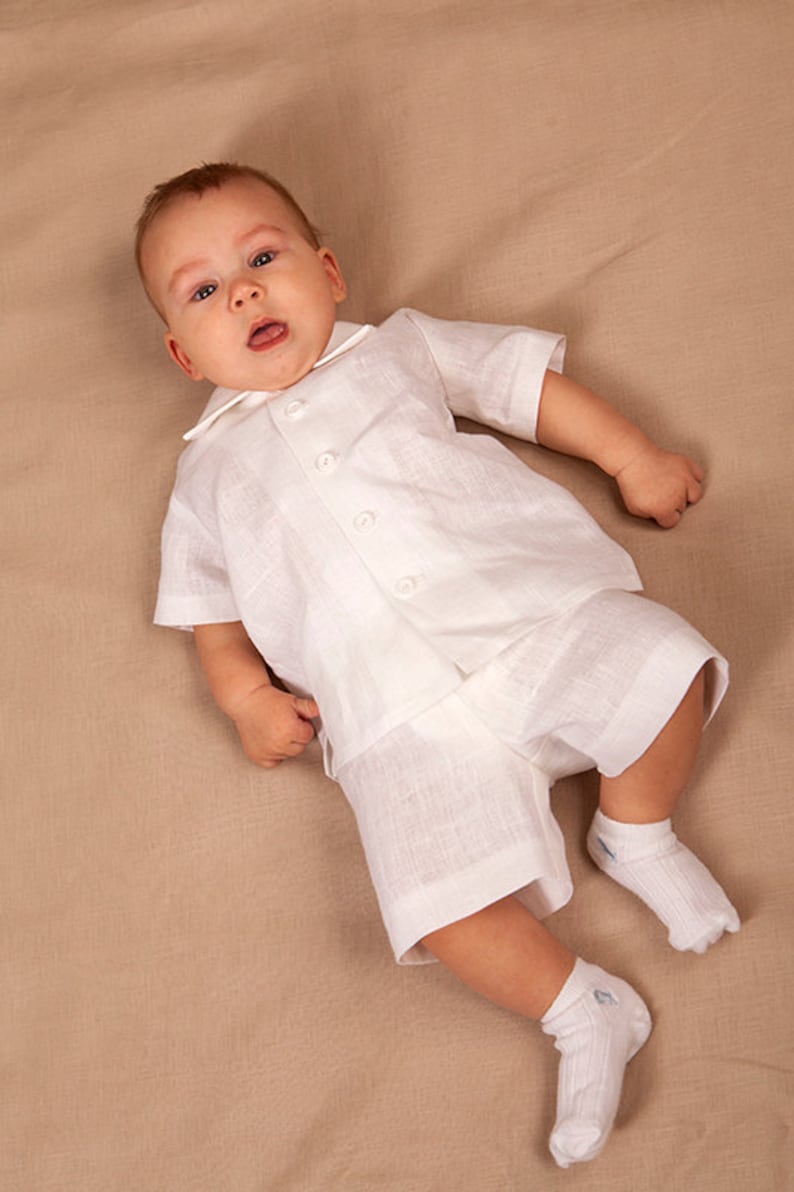Baby Boy White Shirt Shorts Baptism Outfit Christening Suit Etsy