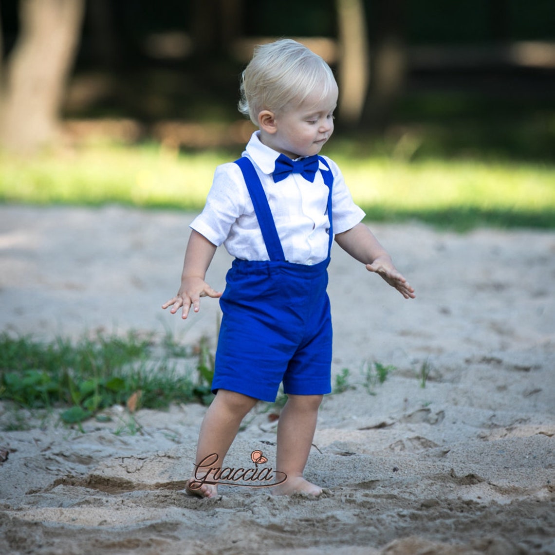 Ring bearer outfit Baby boy royal blue suit Boy shorts with | Etsy