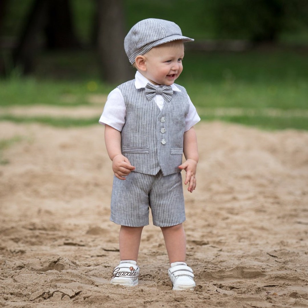 Baby Boy Gray Suit Newsboy Ring Bearer Outfit Toddler Boy Gray Etsy