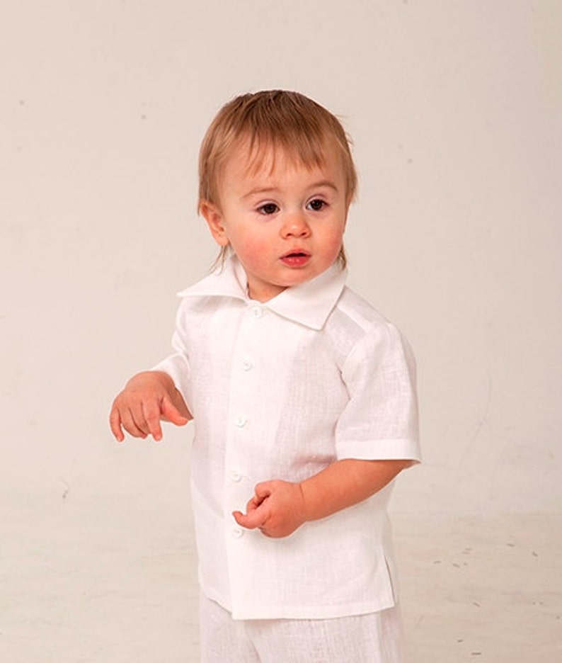 Baby Boy Linen Shirt Baptism Shirt Ring Bearer Shirt Boy White Etsy