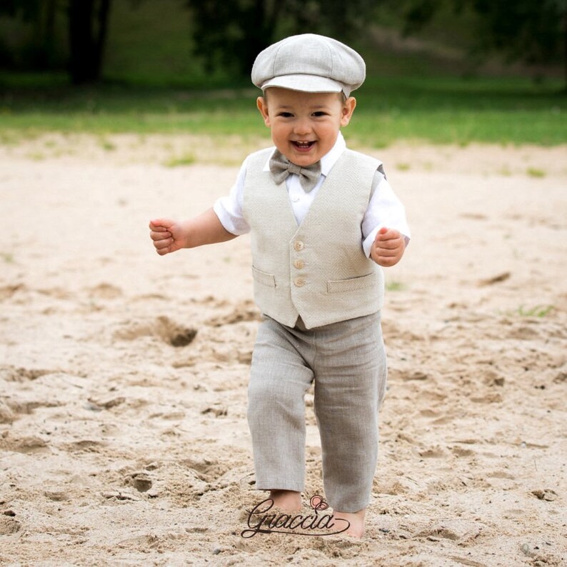 Ring bearer outfit Rustic wedding baby boy suit Newsboy outfit Etsy