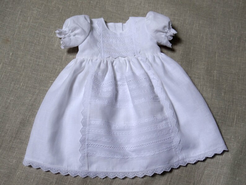 Baptism dress Baby girl linen dress White dress Special Etsy