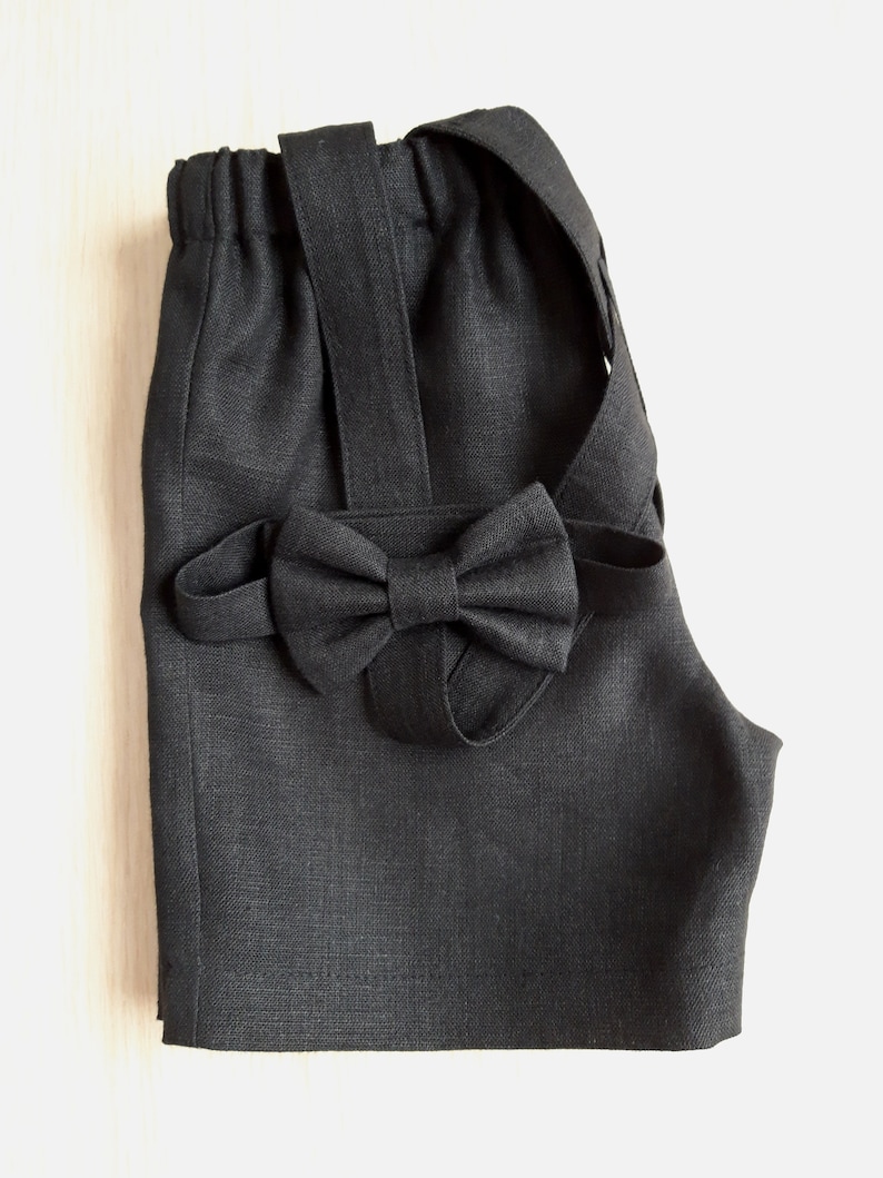 Baby boy black suit Toddler suspenders shorts outfit Boy linen Etsy