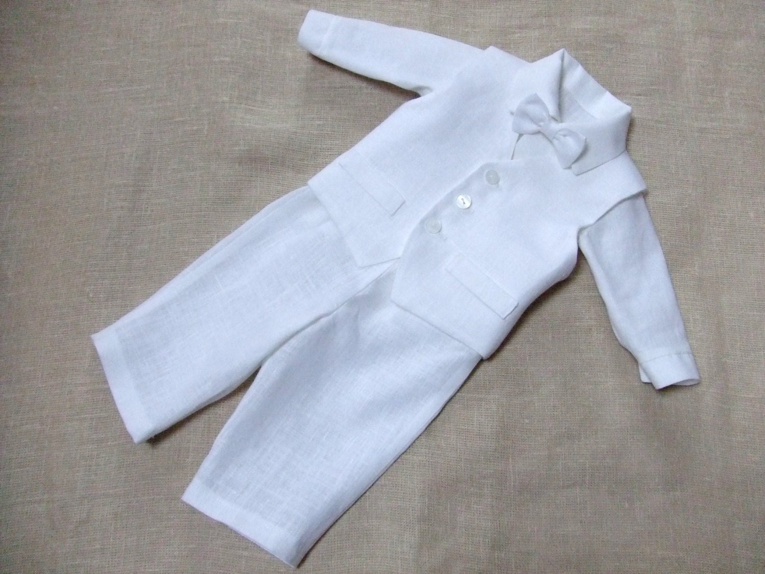 Costume Blanc De Bebe De Garcon Equipement De Bapteme Denfant Etsy