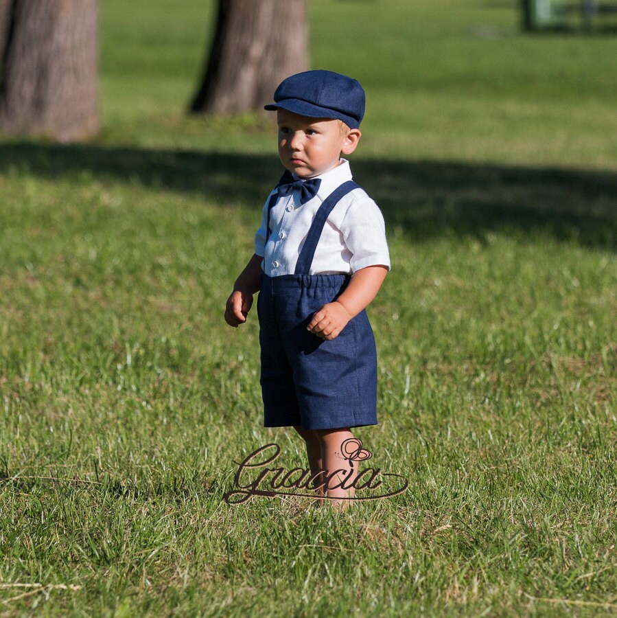 Ring bearer outfit Navy blue boy suit Toddler newsboy outfit Etsy