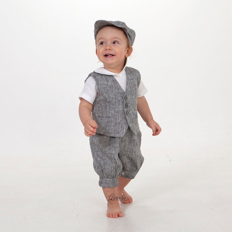 Newsboy ring bearer outfit Baby boy romper Vest Newsboy hat Etsy