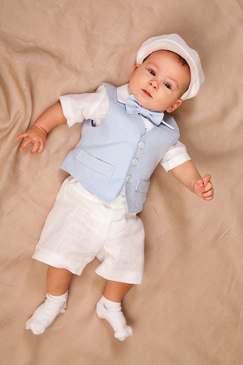baby boy white linen outfit