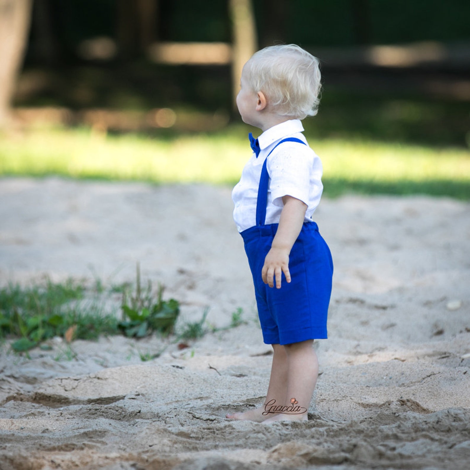 Ring bearer outfit Baby boy royal blue suit Boy shorts with Etsy