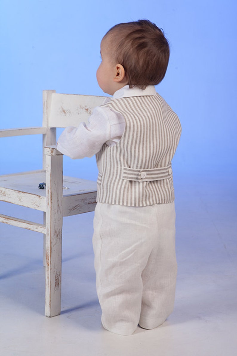 Baby boy linen suit Boy vest pants shirt Toddler formal Etsy