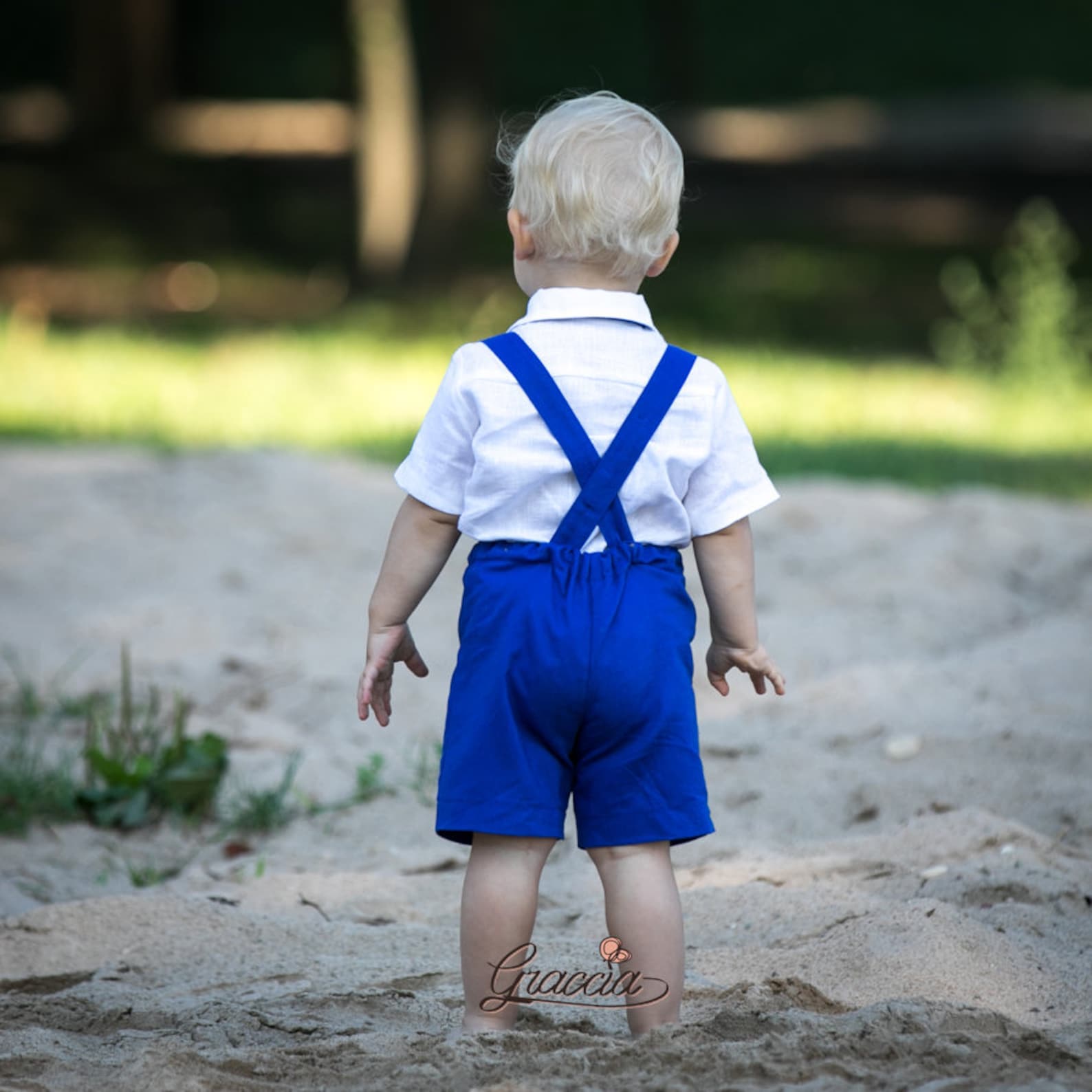 Ring bearer outfits Baby boy royal blue suit Boy shorts with Etsy