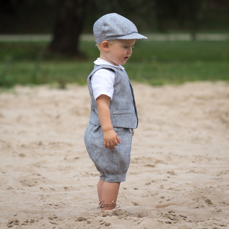 Gray newsboy outfit Page boy suit Romper Vest Newsboy hat Baby Etsy