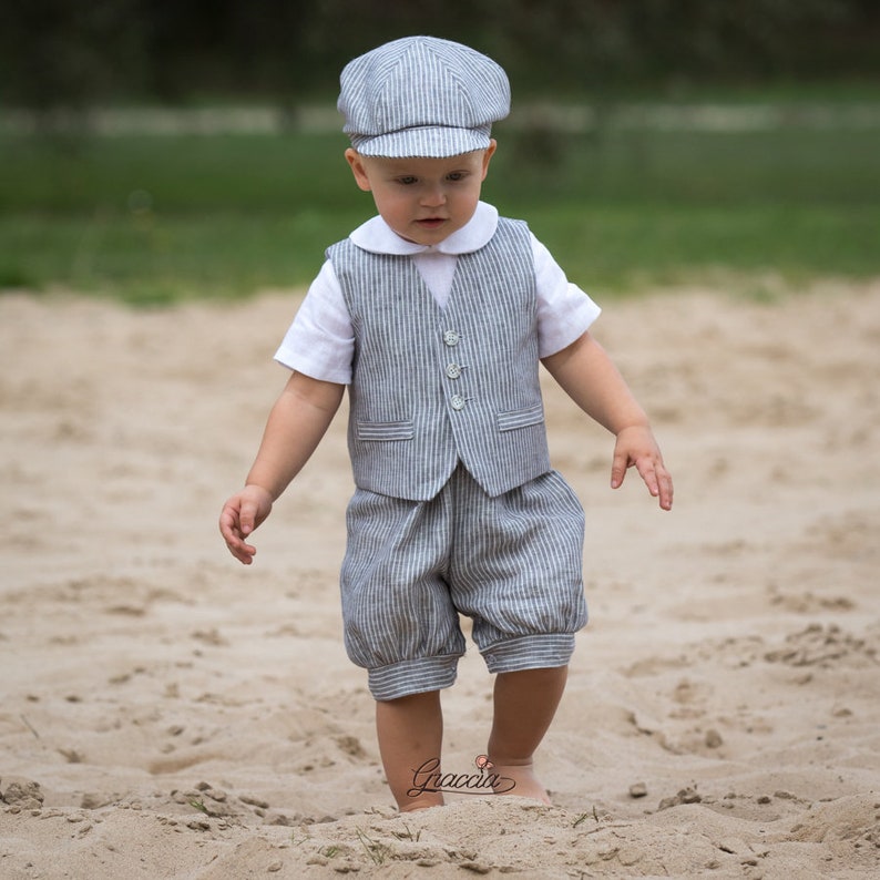 Gray newsboy outfit Page boy suit Romper Vest Newsboy hat Baby Etsy