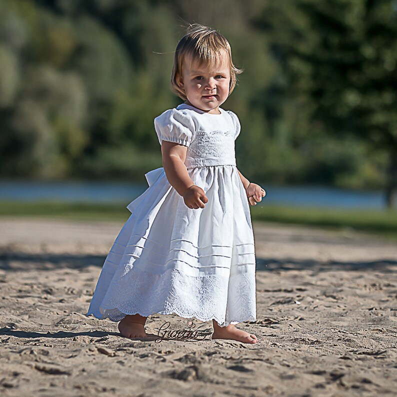 Baby Girl White Dress Baptism Dress Christening Linen Dress Etsy UK