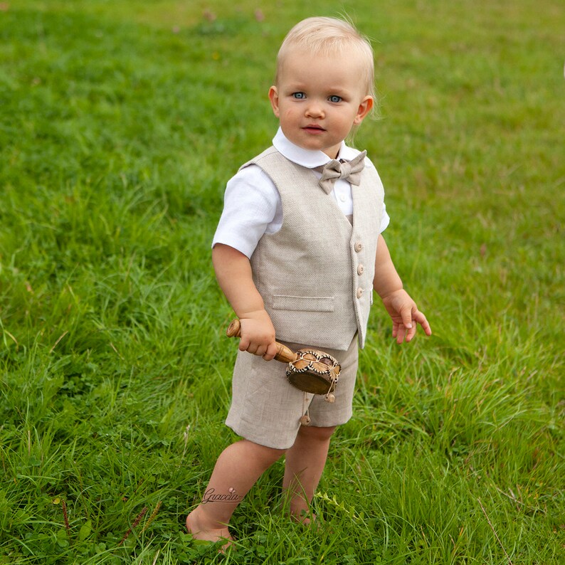 Baby boy rustic suit Toddler beige outfit country boy vest Etsy