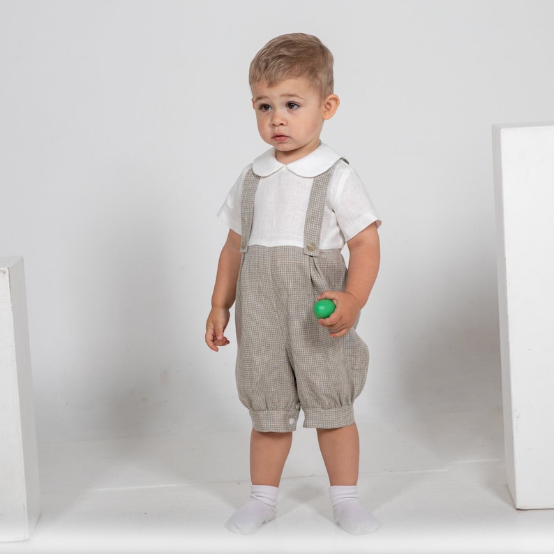Baby Boy Linen Romper Toddler Boy Overalls Boy Jumpsuit Rustic Etsy