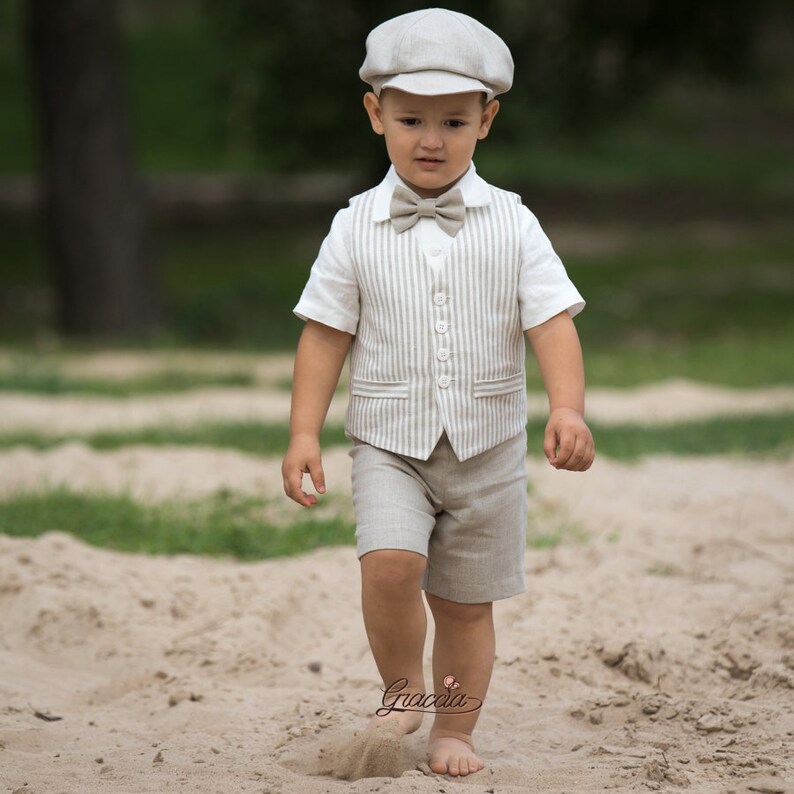 Baby Boy Natural Linen Outfit Toddler Boy Natural Linen Vest Etsy UK