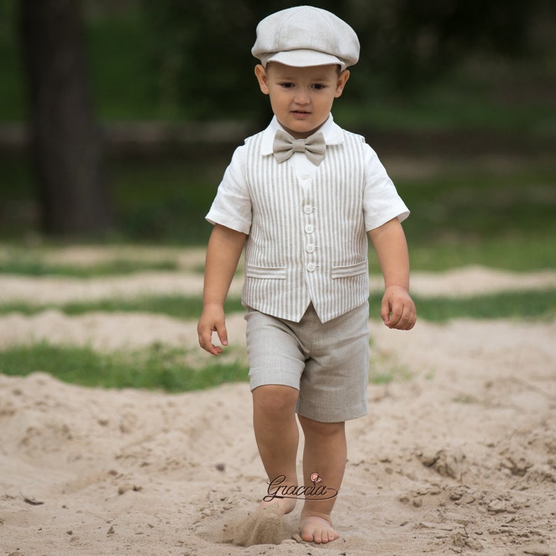 Baby Boy Natural Linen Outfit Toddler Boy Natural Linen Vest - Etsy UK