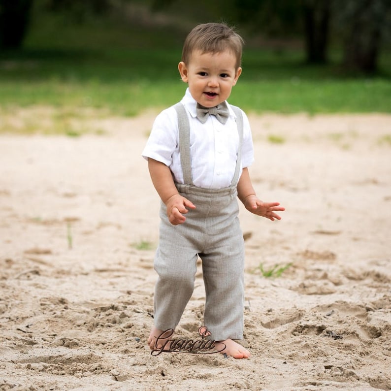 infant boy suspender outfit