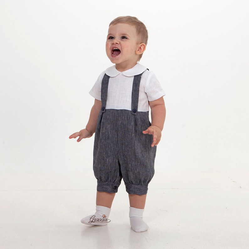 Baby Boy Navy Blue Suit Toddler Boy Linen Romper Vest Newsboy Etsy