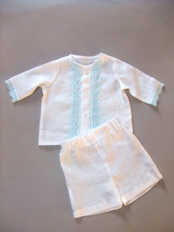 Items similar to Newborn boy linen clothing, baptism / christening boy