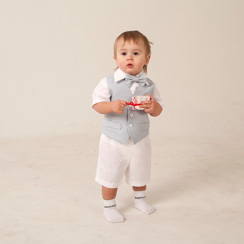 Baby boy linen suit Ring bearer outfit Baptism suit 1st Etsy