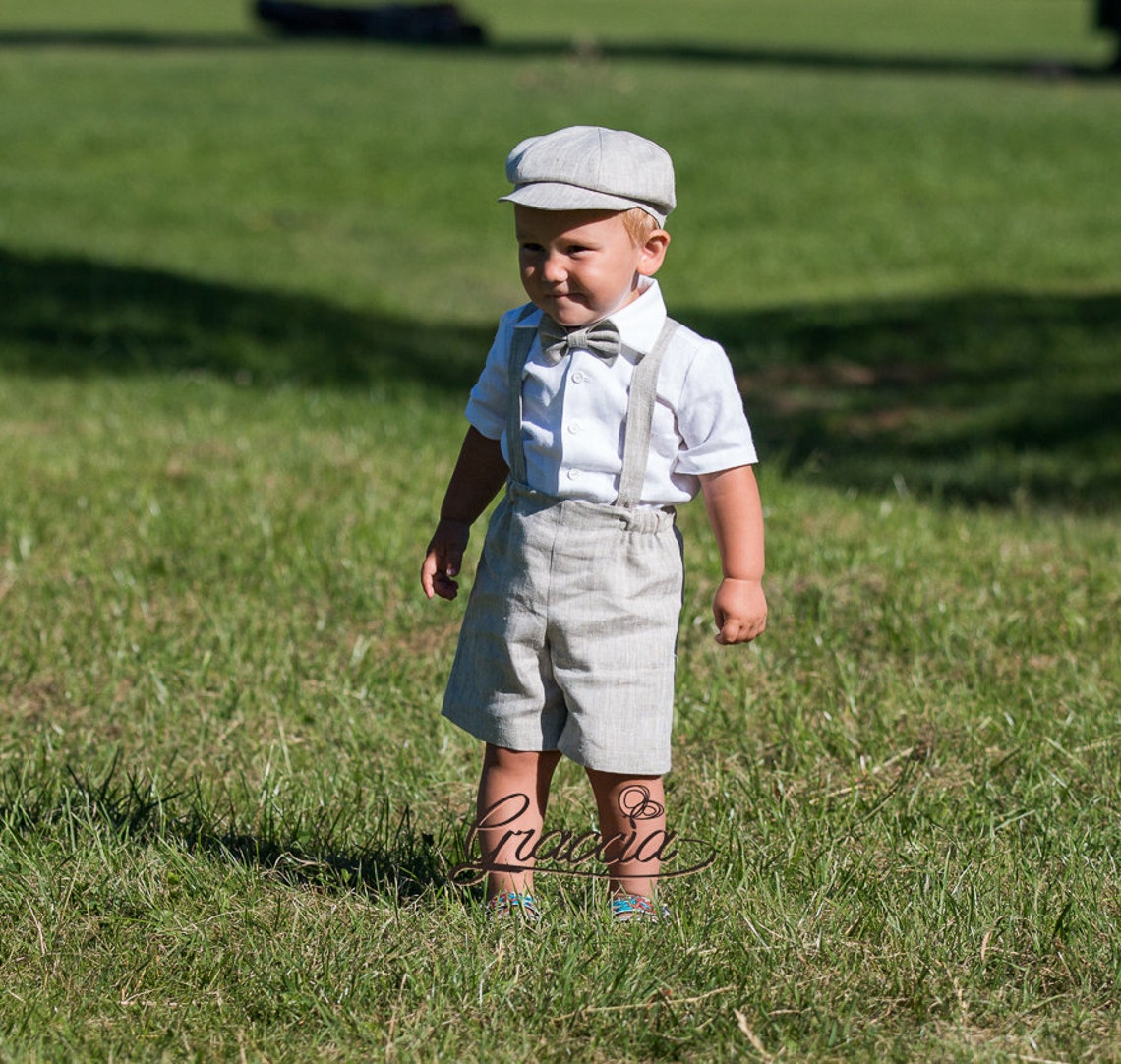 Ring bearer newsboy outfit Baby boy baptism outfits Boy linen Etsy