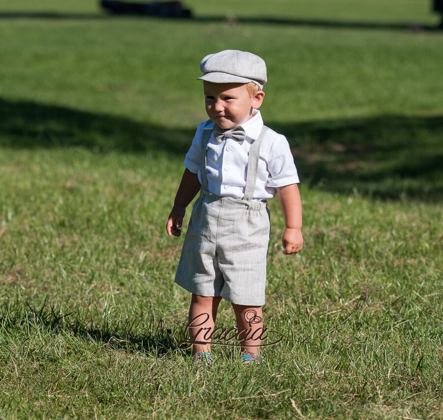 Ring bearer newsboy outfit Baby boy baptism outfits Boy linen Etsy
