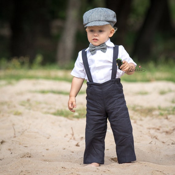 Newsboy traje gris Toddler boy pantalones tirantes - Etsy España